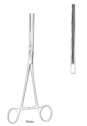 [IU-03942] Pinza vascular multipropósito Potts, recta - longitud = 22 cm / 8-3/4"