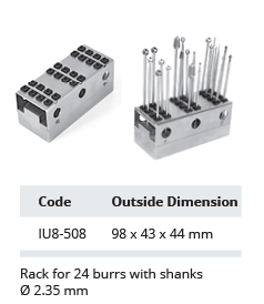 [IU8-508] Gradilla para 24 Brocas con Ejes, Diámetro 2,35 mm - 98 x 43 x 44 mm