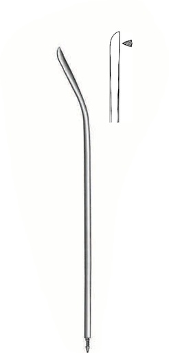 [IU-00192] Aguja de guía Redon, punta de cuchillo, ligeramente curvada, 12 charr