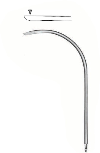 [IU-00196] Aguja de guía Redon, punta de cuchillo, completamente curvada, 8 charr