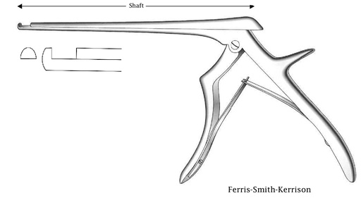 [IU-03506] Ferris-Smith-Kerrison intervertebral disc clamp, cutting cut, tip width = 6 mm-Axis length = 15 cm
