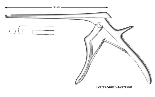 [IU-03523] Pinza para disco intervertebral Ferris-Smith-Kerrison, corte hacia abajo, ancho de punta = 5 mm - longitud del eje = 20 cm