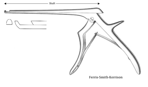 [IU-03541] Ferris-Smith-Kerrison intervertebral disc clamp, forward cut, tip width = 5 mm-Axis length = 20 cm