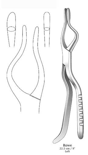 [IU-05062] Pinza para desimpactación de Rowe, punta izquierda, mano izquierda, figura 1
