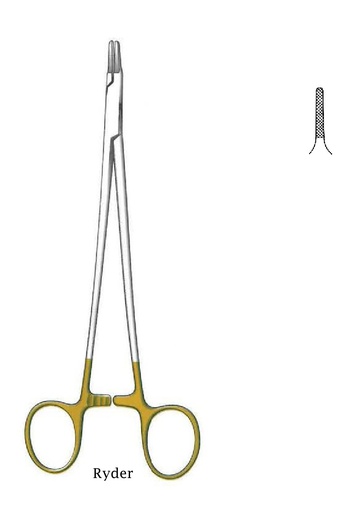 [IU-08648] Ryder, straight needle holder, Gold TC - length = 15 cm / 6 "