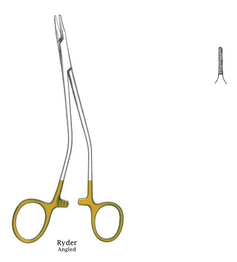 [IU-08727] Porta agujas Ryder, angulado, TC Gold - longitud = 18 cm / 7"