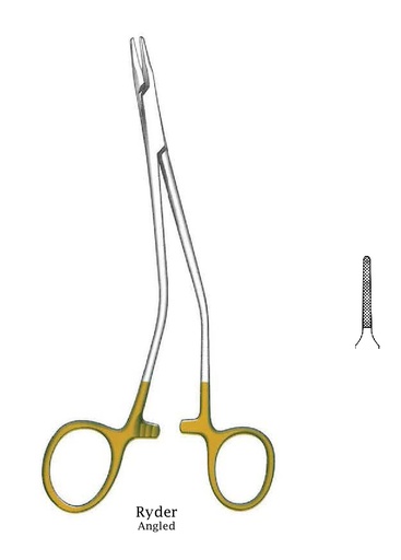 [IU-08729] Porta agujas Ryder, angulado, TC Gold - longitud = 23 cm / 9"