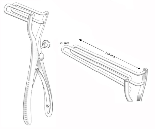[IU-05822] Espéculo rectal Sims, acero inoxidable, valva = 20 x 140 mm