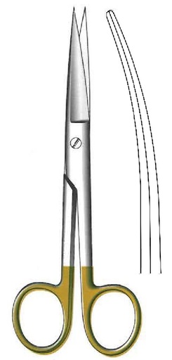 [IU-08295] Standard Surgical Scissors, sharp, curved, TC Gold - length = 16 cm / 6-1/4"