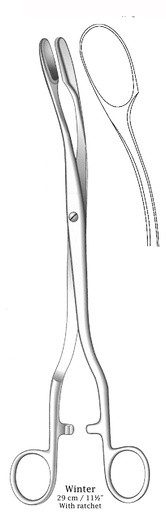 [IU-02114] Pinza para colgajos de cuero cabelludo de óvulos Winter con trinquete, curva, figura 2