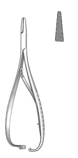 [IU-03284P] Porta agujas Mathieu Premium, dentado cruzado - longitud = 14 cm / 5-1/2"