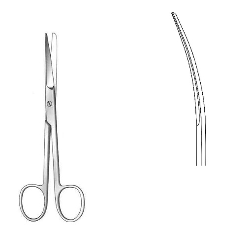 [IU-02434P] Premium deAver surgery scissors, curve - length = 14 cm / 5-1 / 2 "