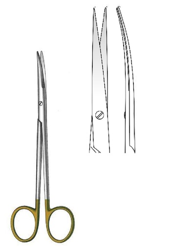 [IU-08447P] Tijera para disección Metzenbaum-Lahey premium, afilada, curva, TC Gold
