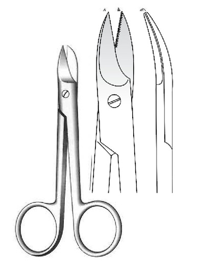 [IU-02806P] Corona-Beebee premium scissors, curved, 1 serrated blade - length = 12 cm / 4-3/4"