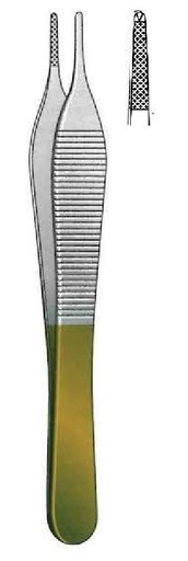 [IU-08201P] Adson Premium 1x2 teeth dissection clamp - length = 15 cm / 6 ", Gold TC