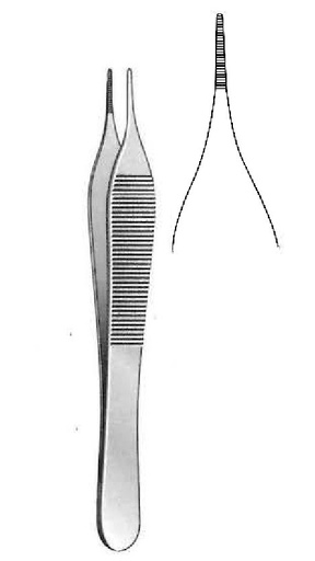 [IU-00511P] Micro pinza para disección Adson premium, dientes dentadas
