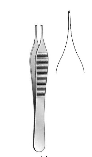 [IU-00512P] Micro pinza para tejido Adson premium, dientes de 1:2