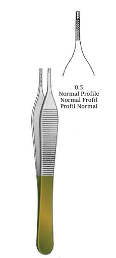 [IU-08204P] Pinza de disección Adson Brown premium - longitud = 12 cm / 4-3/4", TC Gold
