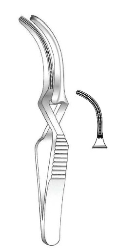 [IU-03897P] Pinza bulldog atraumática De Bakey premium, curvada - longitud = 7 cm / 2-3/4"