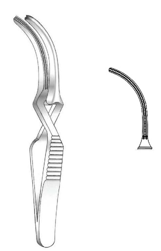 [IU-03898P] Pinza bulldog atraumática De Bakey premium, curvada - longitud = 8 cm / 3-1/4"