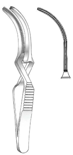 [IU-03899P] Atraumatic bulldog clamp Premium, curved - length = 10 cm / 4 "