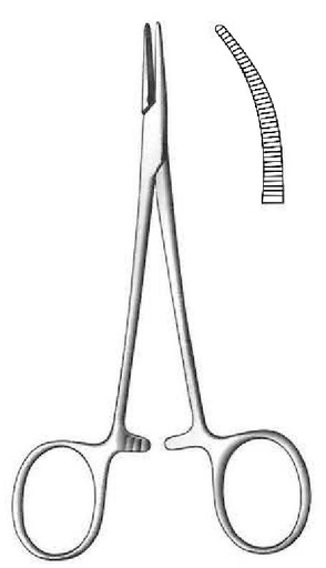 [IU-00595P] Pinza para arteria Halsted-Mosquito premium, curva - longitud = 10 cm / 4"