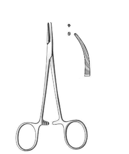 [IU-00597P] Pinza para arteria Halsted-Mosquito premium, curva, dientes de 1:2 - longitud = 10 cm / 4"
