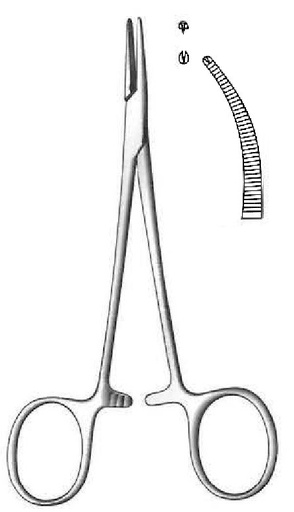 [IU-00617P] Pinza para arteria Halsted-Mosquito premium, curva, dientes de 1:2 - longitud = 18 cm / 7"