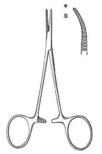 [IU-00612P] Pinza para arteria Micro-Mosquito premium, curva, dientes de 1:2 - longitud = 10 cm / 4"