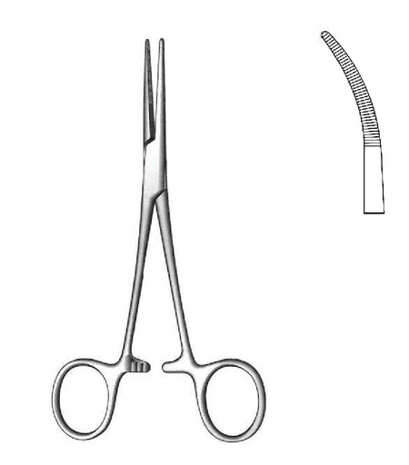 [IU-00625P] Pinza para arteria Kelly premium, curva - longitud = 14 cm / 5-1/2"