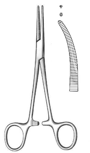 [IU-00631P] Pinza para arteria Crile premium, curva, dientes 1:2 - longitud = 14 cm / 5-1/2"