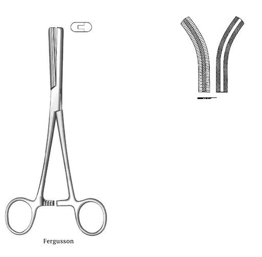 [IU-00764P] Pinza angiotriba de Fergusson premium, curva - longitud = 17 cm / 6-3/4"
