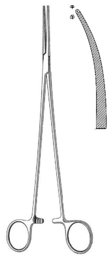 [IU-00729P] Pinza arteria Bengolea premium, curva, dientes = 1:2 - longitud = 26 cm / 10-1/4"