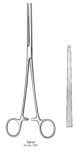 [IU-00792P] Premium Sarot, straight artery tweezers, 1: 2 teeth