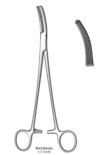 [IU-00866P] Wertheim Premium hysterectomy clamp, teeth = 1: 2, strongly curved