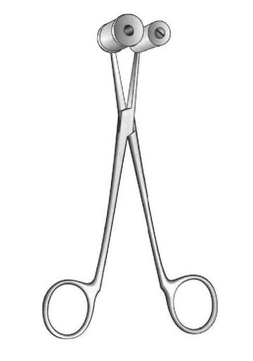 [IU-01106P] Gunnar tube clamp with stainless steel rollers - length = 18.5 cm / 7-1 / 4 "