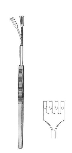 [IU-01182P] Gancho retractor premium con resorte, afilado, 4 dientes