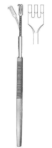 [IU-01184P] Gancho retractor premium con resorte, desafilado, 3 dientes
