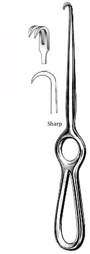 [IU-01235P] Volkmann Premium retractor, 2 points, sharp - length = 21.5 cm / 8 -1/2 "