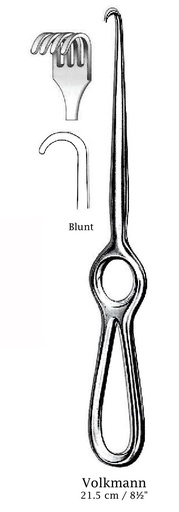 [IU-01242P] Retractor de Volkmann premium, 4 puntas, desafilada - longitud = 21.5 cm / 8 -1/2"
