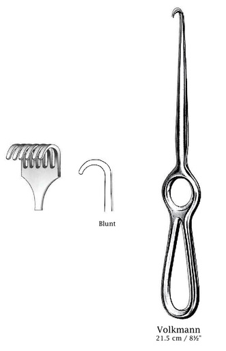 [IU-01243P] Retractor de Volkmann premium, 6 puntas, desafilada - longitud = 21.5 cm / 8 -1/2"