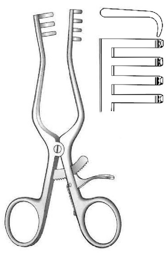 [IU-01497P] Retractor de Weitlaner premium, desafilado, dientes de 3:4 - longitud = 20 cm / 8"