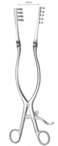 [IU-01397P] Retractor Adson premium - longitud = 32 cm / 12-1/2", dientes = 4:5, desafilado