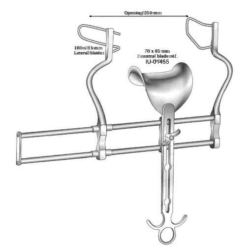 [IU-01453P] Retractor abdominal Balfour premium - valva central = 70 x 85 mm, valva lateral = 100 x 35 mm