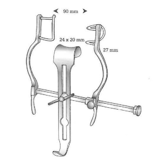 [IU-01527P] Retractor abdominal Balfour-Baby premium - valva pequeña = 27 mm, valva central = 24 x 20 mm, abertura ancha