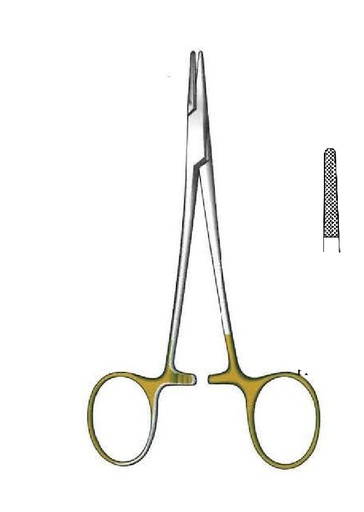 [IU-08626P] Porta agujas Halsey premium, dentado = 0.4 mm, TC Gold - longitud = 13 cm / 5"