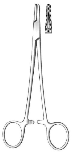 [IU-03235P] Porta Agujas de Mayo-Hegar premium con Punta Recta y Mandíbulas Dentadas - Longitud de 18 cm / 7"