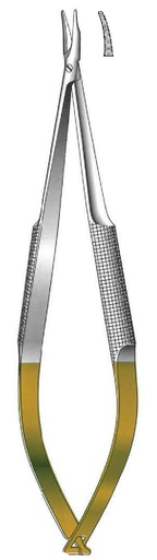 [IU-08780P] Barraquer premium non-locking needle holder, serrated, TC Gold - length = 16 cm / 6-1/4"