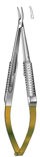 [IU-08766P] Barraquer premium needle holder with lock, TC Gold - length = 18 cm / 7"