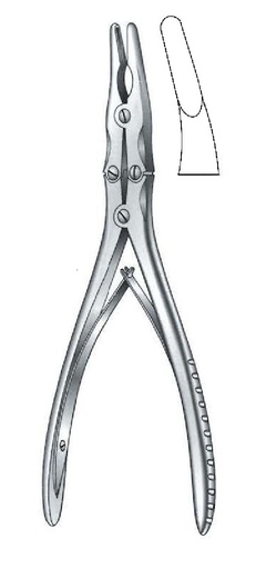 [IU-08092P] Pinza gubia para huesos de Zaufal-Jansen premium, curva - longitud = 18 cm / 7"